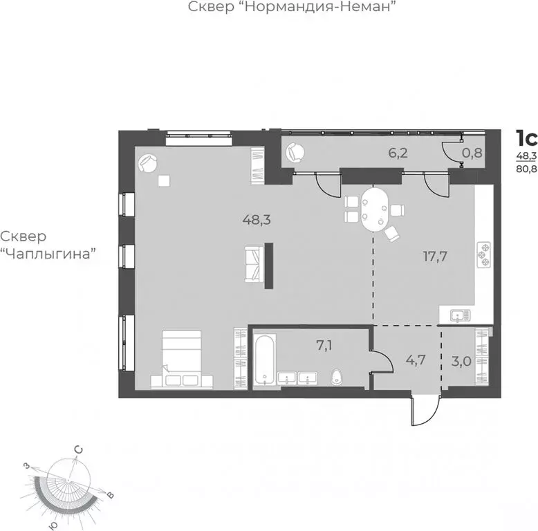 Квартира-студия: Новосибирск, улица Аэропорт, 60 (80.8 м) - Фото 0