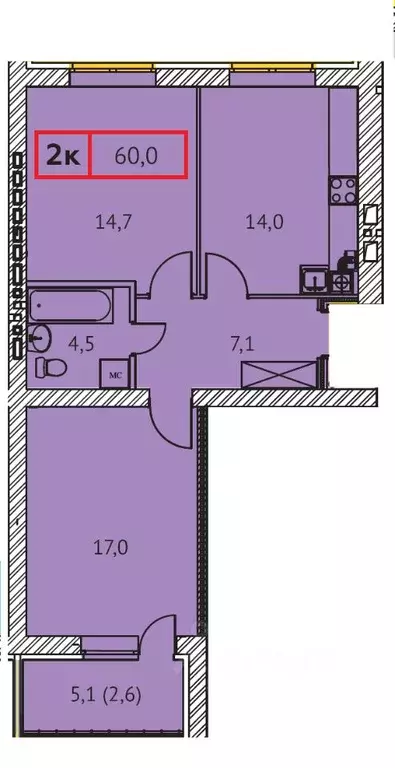 2-к кв. Ивановская область, Иваново ул. 3-я Южная, 25 (60.0 м) - Фото 0