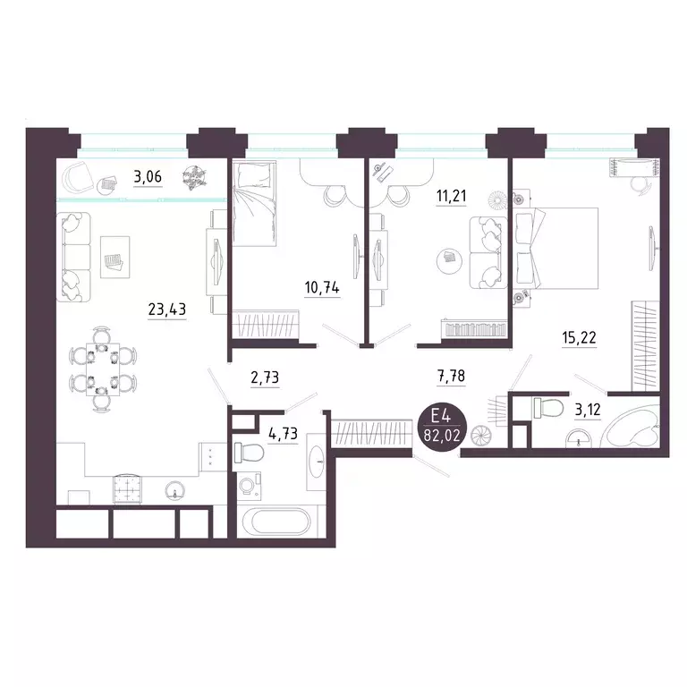3-к квартира, 82.02 м - Фото 0
