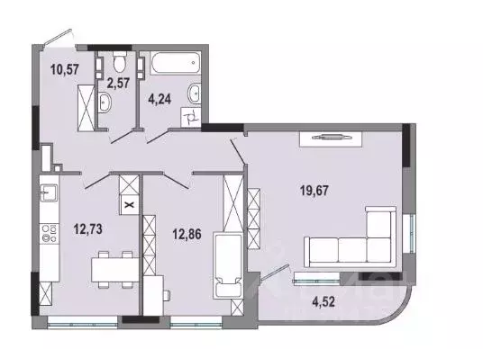 2-к кв. Удмуртия, Ижевск ул. Холмогорова, 113 (67.2 м) - Фото 1