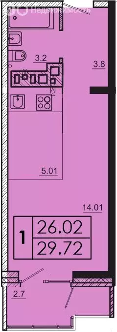 1-комнатная квартира: Иркутск, микрорайон Ново-Ленино (29.72 м) - Фото 1