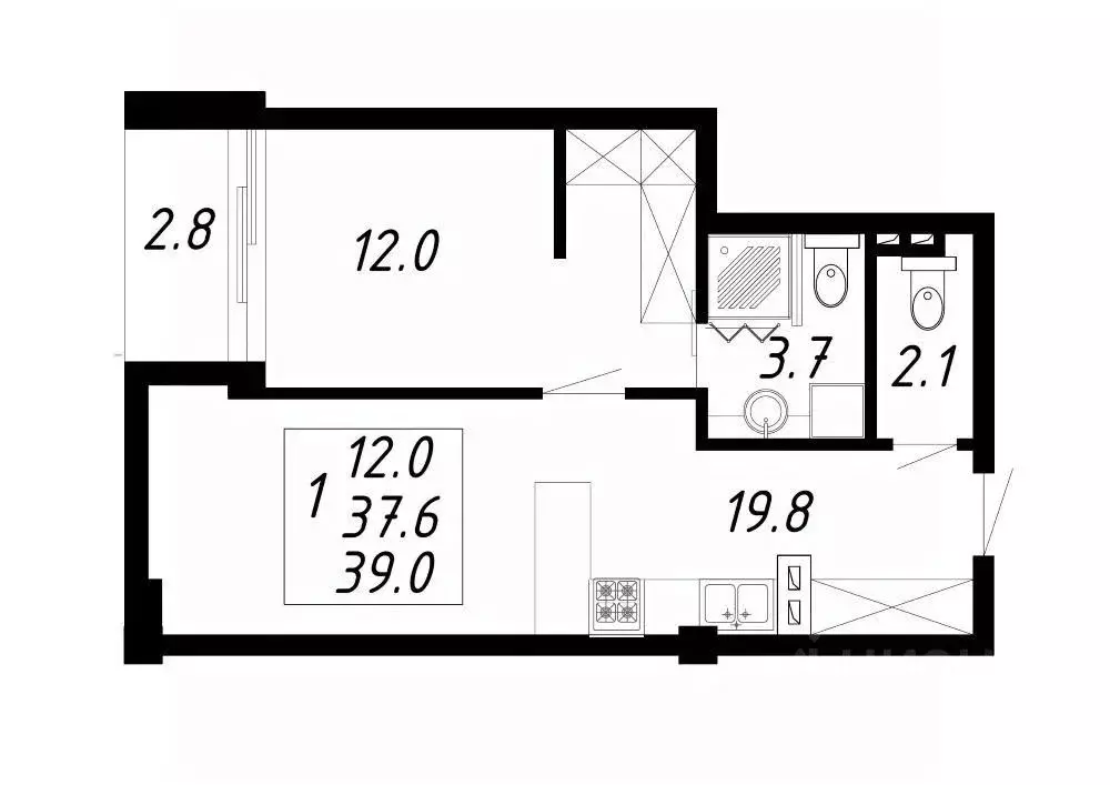 1-к кв. Ставропольский край, Ессентуки Озеро жилой комплекс (39.0 м) - Фото 1