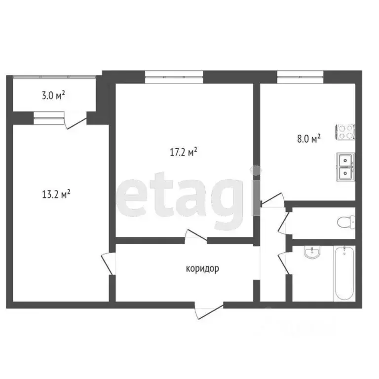 2-к кв. Москва ул. Корнейчука, 32 (52.6 м) - Фото 2