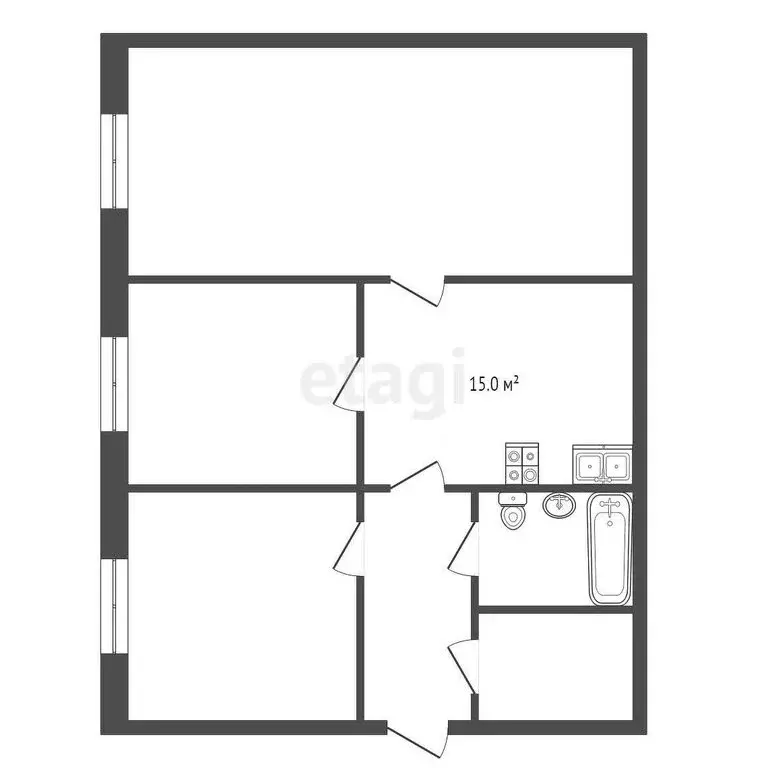 3-комнатная квартира: Заводоуковск, Крымская улица, 9 (60 м) - Фото 1