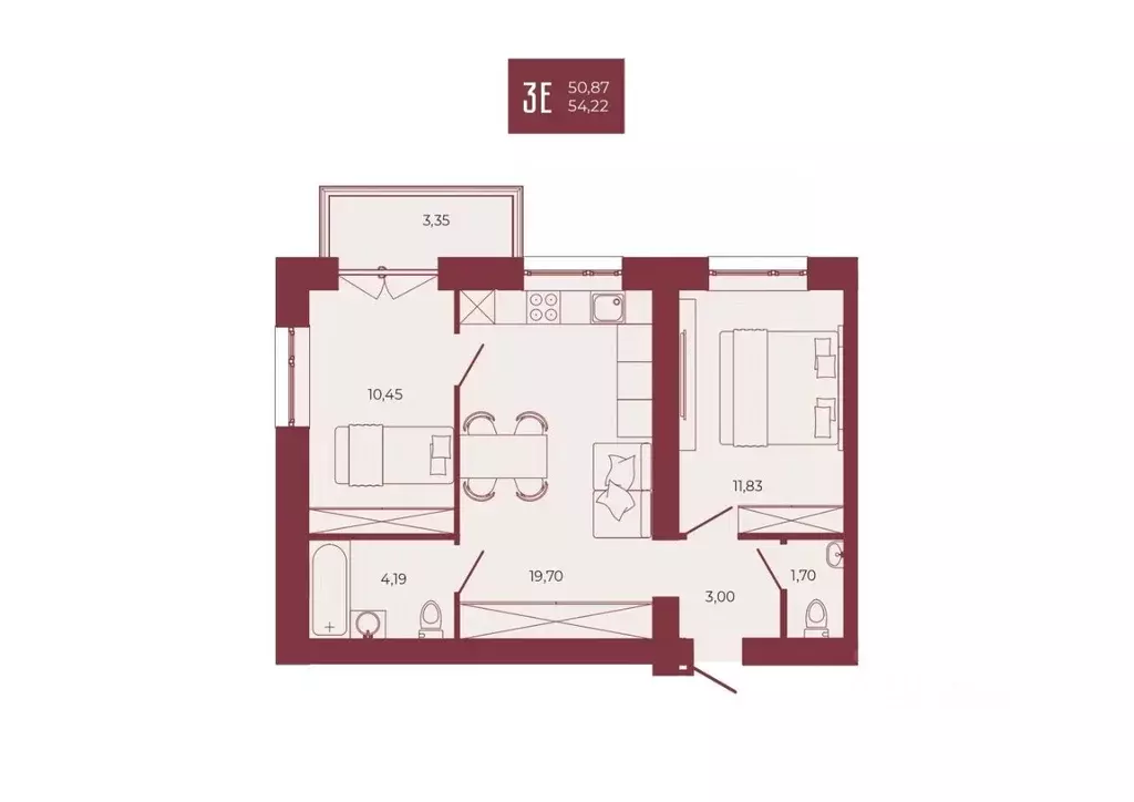 3-к кв. Пензенская область, Пенза ул. Тепличная, 55 (54.22 м) - Фото 1