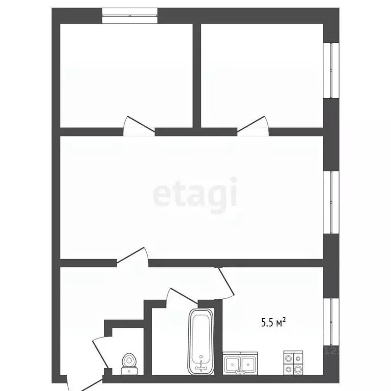 3-к кв. Ставропольский край, Пятигорск ул. Юлиуса Фучика (48.5 м) - Фото 2