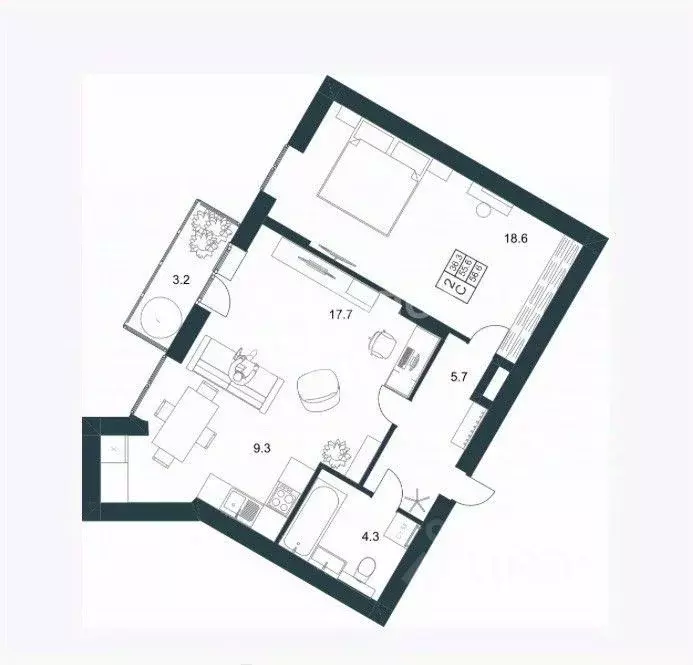 2-к кв. Липецкая область, Липецк Минская ул., 6Б (56.6 м) - Фото 1