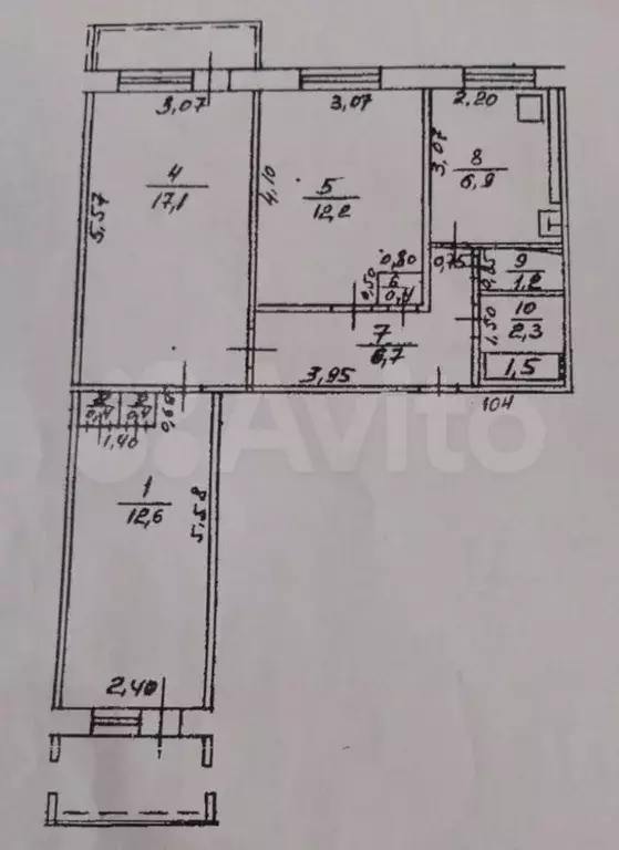 3-к. квартира, 63 м, 8/9 эт. - Фото 0