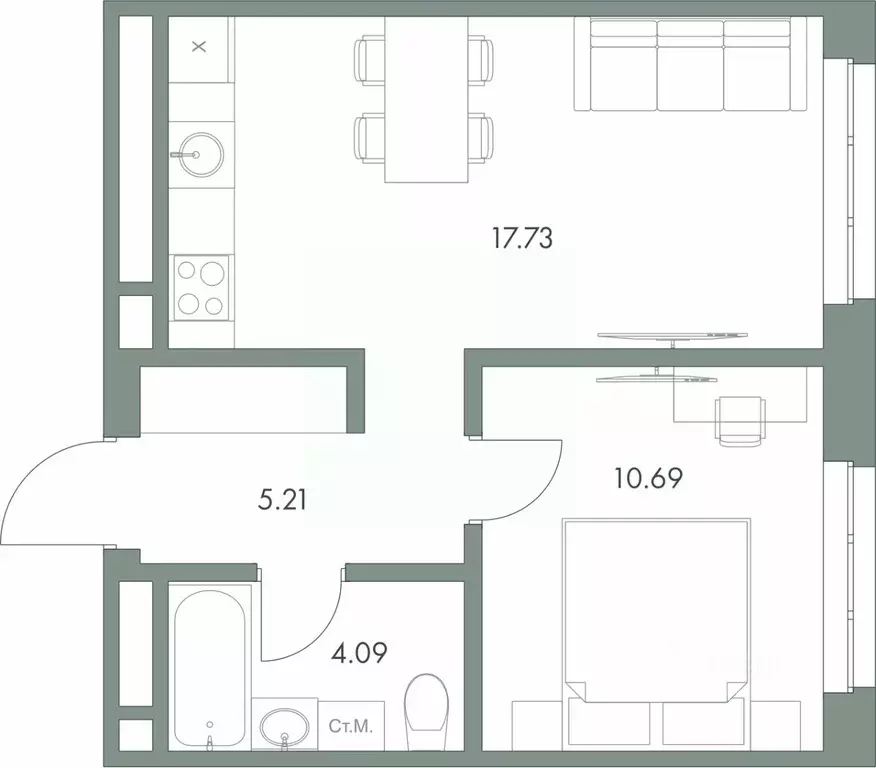 1-к кв. Ханты-Мансийский АО, Сургут ул. Крылова (37.72 м) - Фото 0
