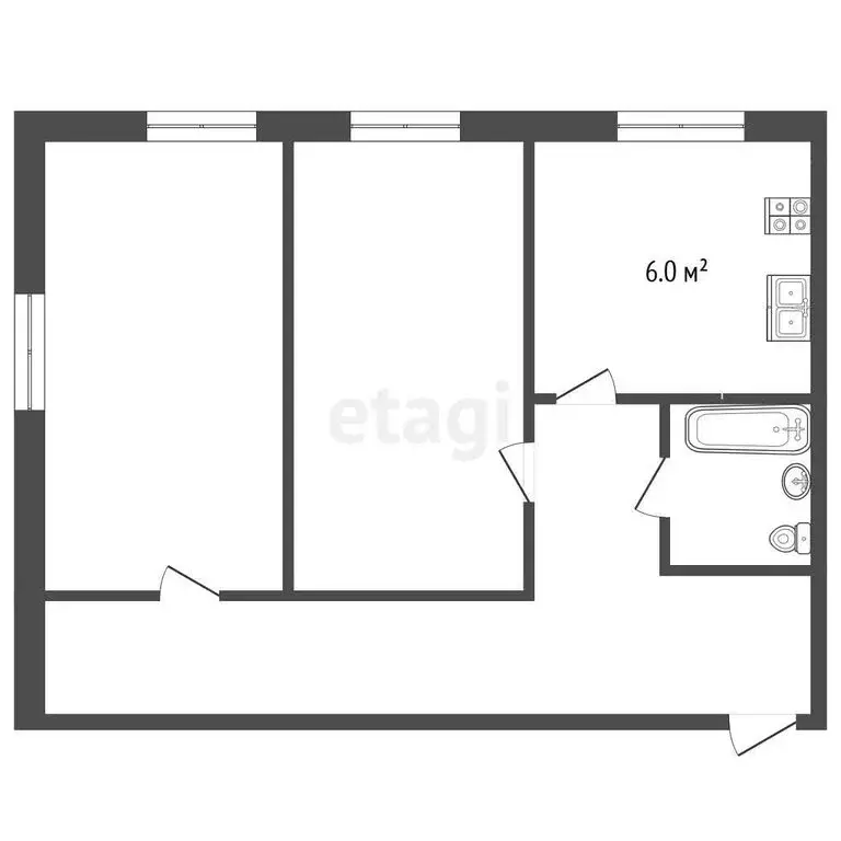 2-комнатная квартира: Лесной, улица Кирова, 21 (42.9 м) - Фото 1