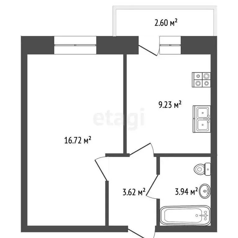1-комнатная квартира: посёлок Заволжье, 42 (33 м) - Фото 0