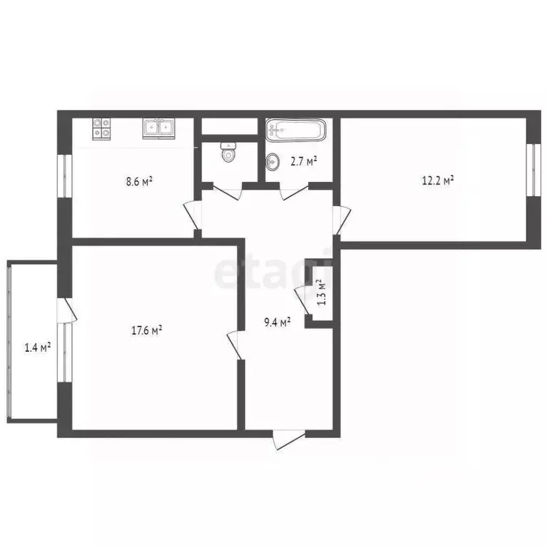 2-к кв. Крым, Кировский район, Первомайское с/пос, с. Первомайское ул. ... - Фото 2