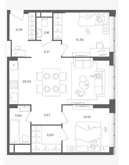 2-комнатная квартира: Москва, Шмитовский проезд, 39к6 (84.7 м) - Фото 1