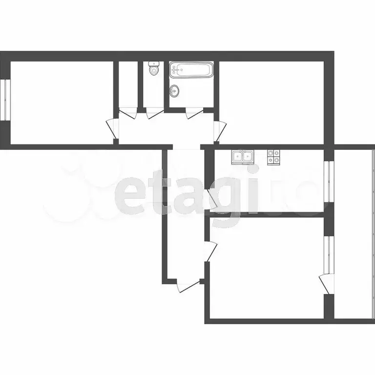 3-к. квартира, 67,8 м, 5/5 эт. - Фото 0