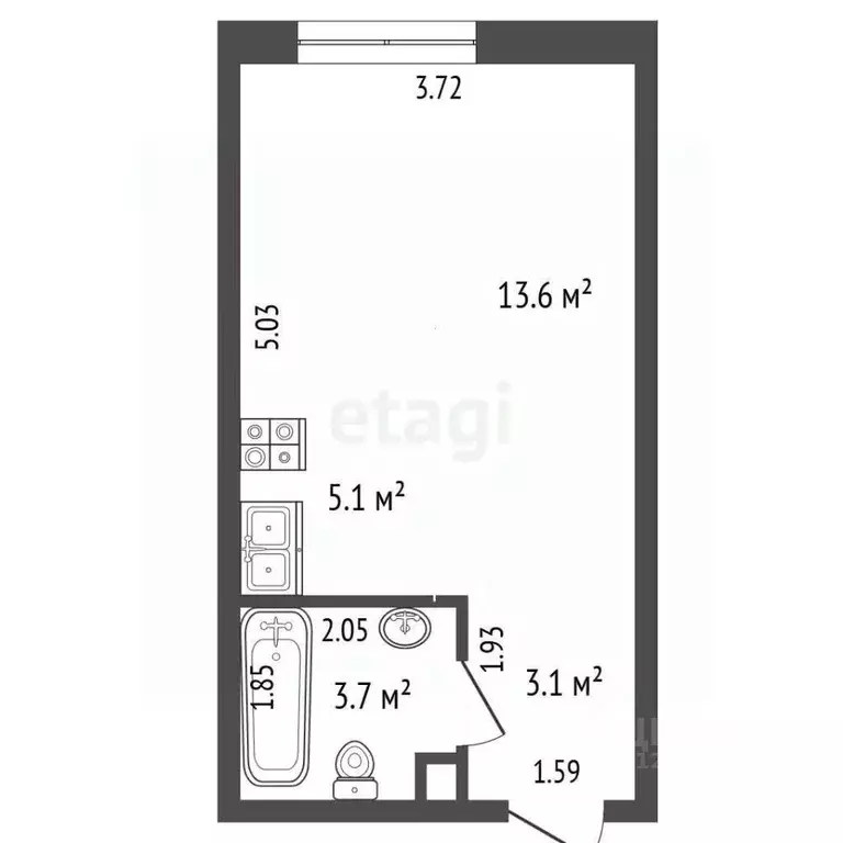 Студия Москва ул. Красного Маяка, 26А (25.5 м) - Фото 2