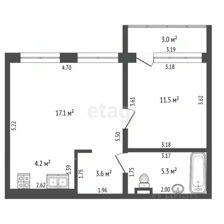 1-к кв. Свердловская область, Екатеринбург ул. Мраморская, 13 (44.0 м) - Фото 2