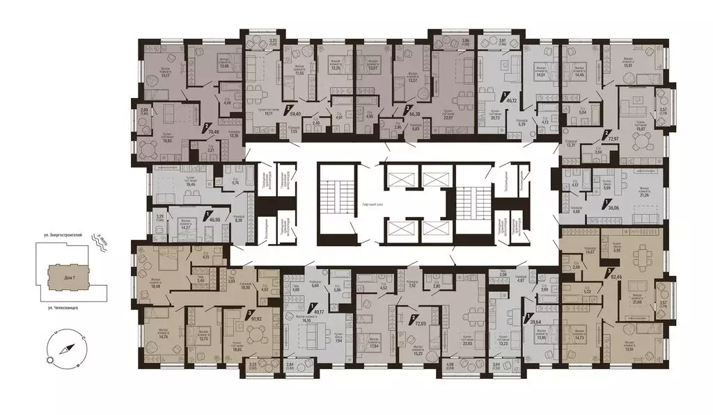 2-комнатная квартира: Екатеринбург, улица Энергостроителей, 7 (70.48 ... - Фото 2