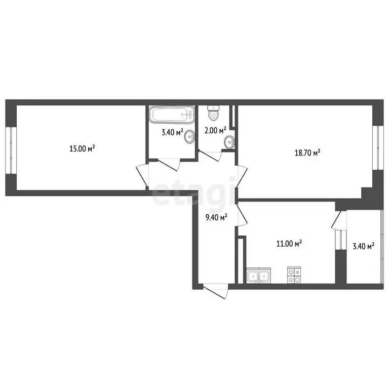 2-комнатная квартира: Калининград, улица Липовая Аллея, 9 (62.2 м) - Фото 1