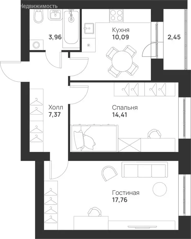 2-комнатная квартира: Тула, улица Героя России Зиничева, 5 (56.04 м) - Фото 1