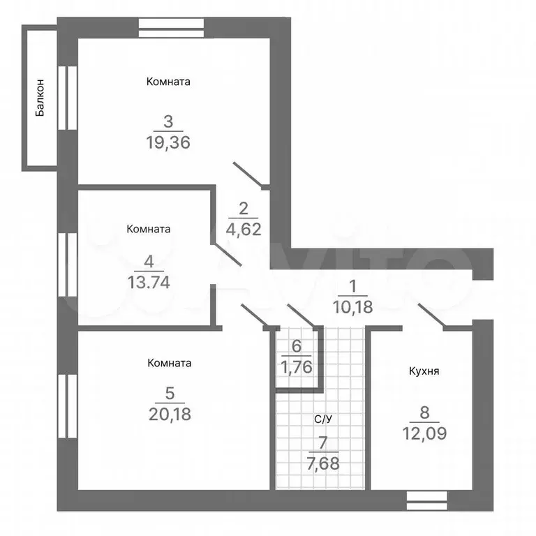 3-к. квартира, 90,7 м, 1/4 эт. - Фото 1