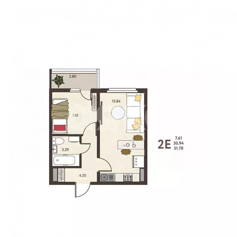 1-комнатная квартира: Липецк, улица Механизаторов, 15А (31.78 м) - Фото 2