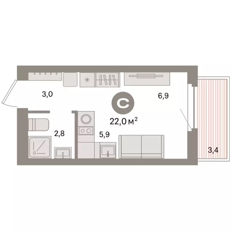 Квартира-студия: Екатеринбург, жилой район Сортировочный, микрорайон ... - Фото 2