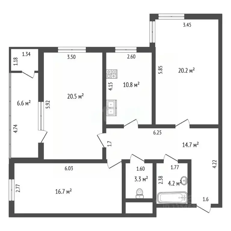 3-к кв. Крым, Ялта ул. Крупской, 52 (97.5 м) - Фото 2