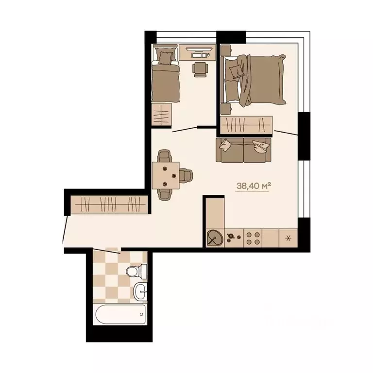 2-к кв. Приморский край, Владивосток ул. Грязелечебница (38.4 м) - Фото 1