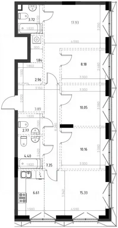 3-к кв. Татарстан, Казань Яналиф жилой комплекс (95.19 м) - Фото 1