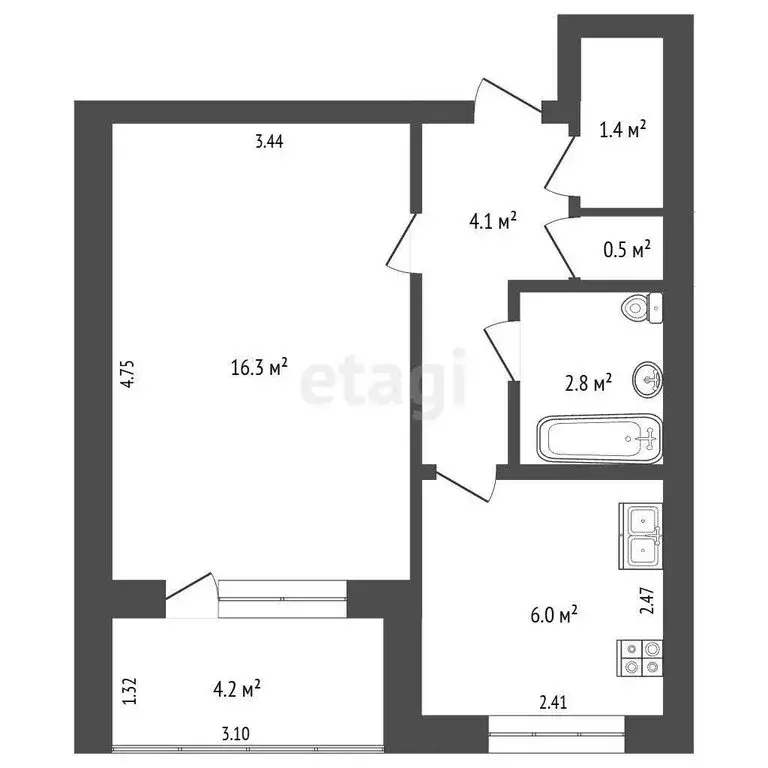 1-комнатная квартира: Первомайское, Садовая улица, 1 (31.2 м) - Фото 1