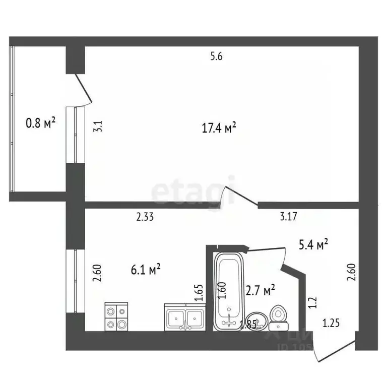 1-к кв. Крым, Феодосия ул. Гарнаева, 66 (31.6 м) - Фото 2