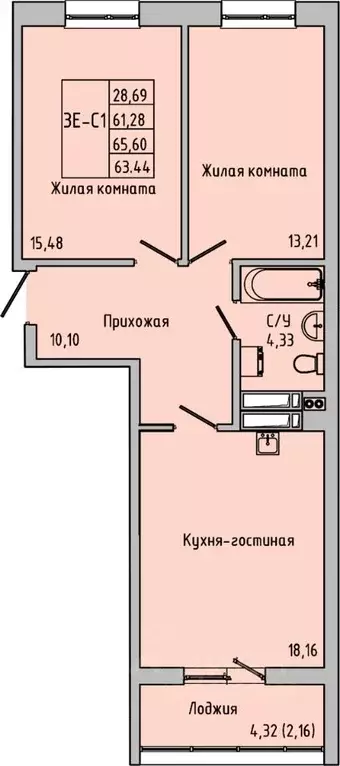 3-к кв. Ростовская область, Батайск  (63.44 м) - Фото 0