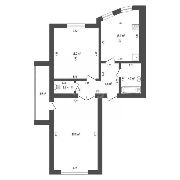 2-к кв. Мордовия, Саранск Республиканская ул., 24 (61.2 м) - Фото 2