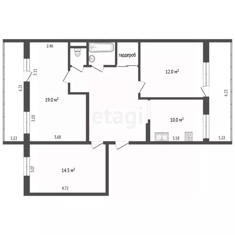 3-к кв. Вологодская область, Череповец ул. Наседкина, 27 (78.5 м) - Фото 1