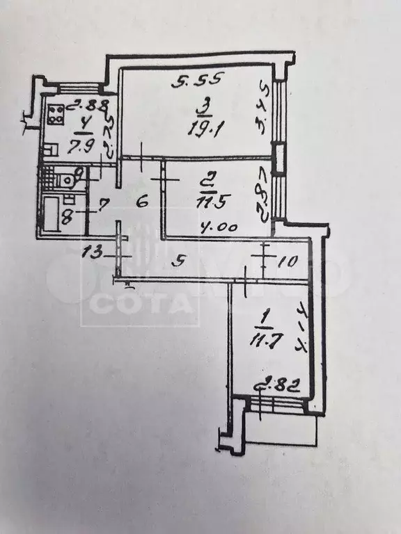 3-к. квартира, 69,9 м, 4/10 эт. - Фото 0