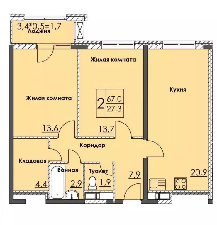 2-к кв. Краснодарский край, Анапа Парковый мкр,  (64.5 м) - Фото 2