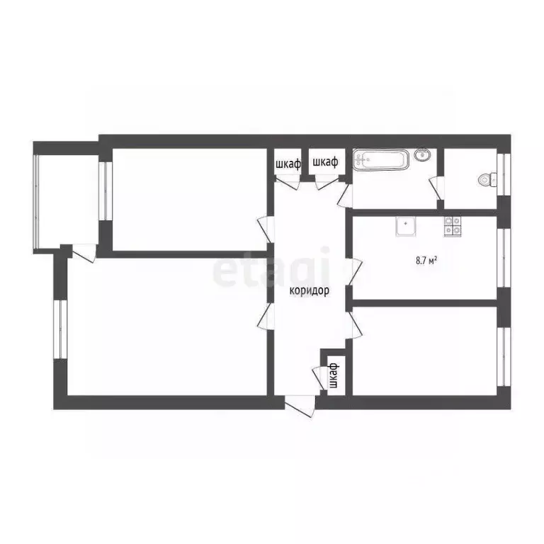 3-к кв. Вологодская область, Вологда пос. Осаново, ул. Осаново, 22 ... - Фото 1