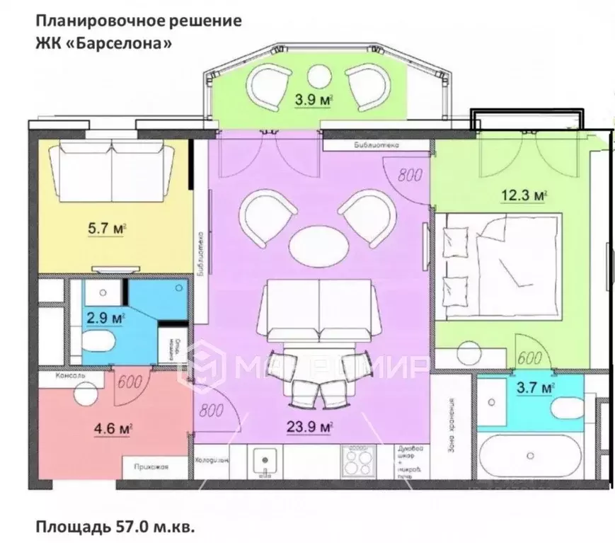 2-к кв. Санкт-Петербург ул. Ленсовета, 87к3 (57.0 м) - Фото 1