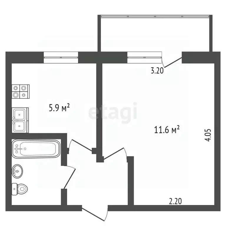 1-к кв. Крым, Армянск ул. Гайдара (23.0 м) - Фото 1