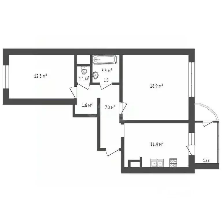 2-к кв. Московская область, Видное ул. Березовая, 18 (57.5 м) - Фото 1