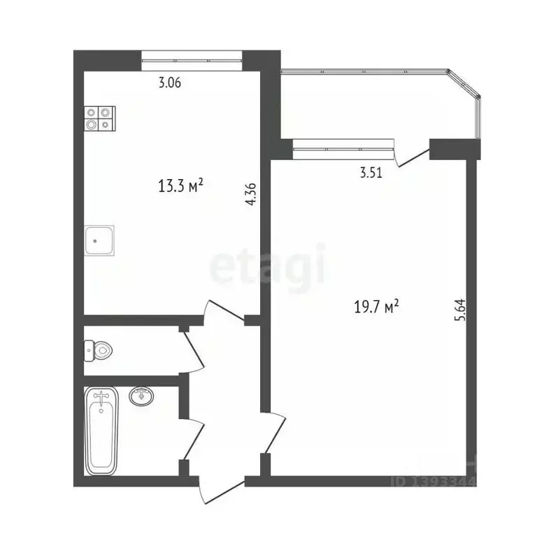 1-к кв. Тюменская область, Тюмень Транспортная ул., 79 (39.0 м) - Фото 2