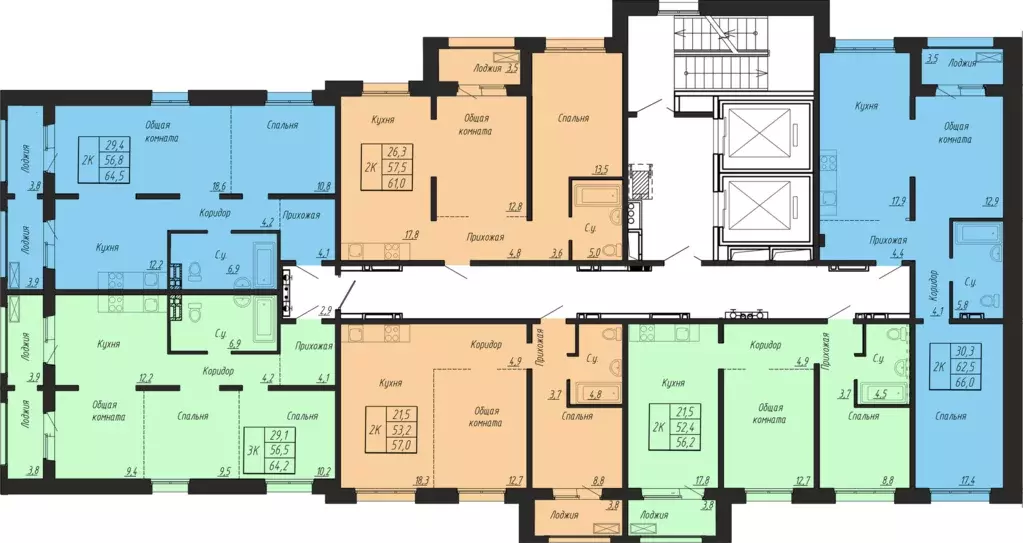 2-к квартира, 61 м - Фото 1