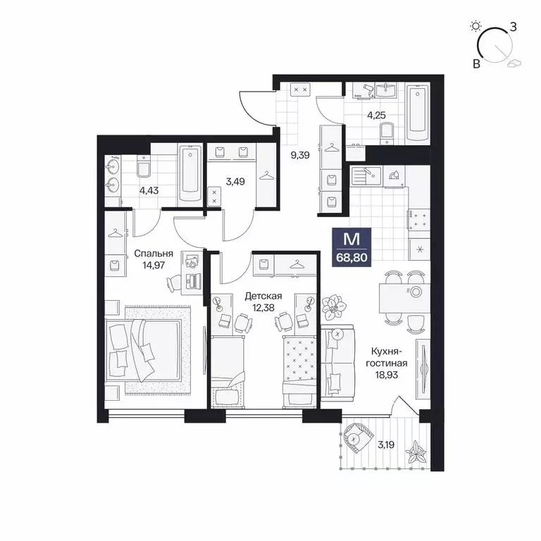 2-комнатная квартира: Волгоград, Центральный район (68.8 м) - Фото 1