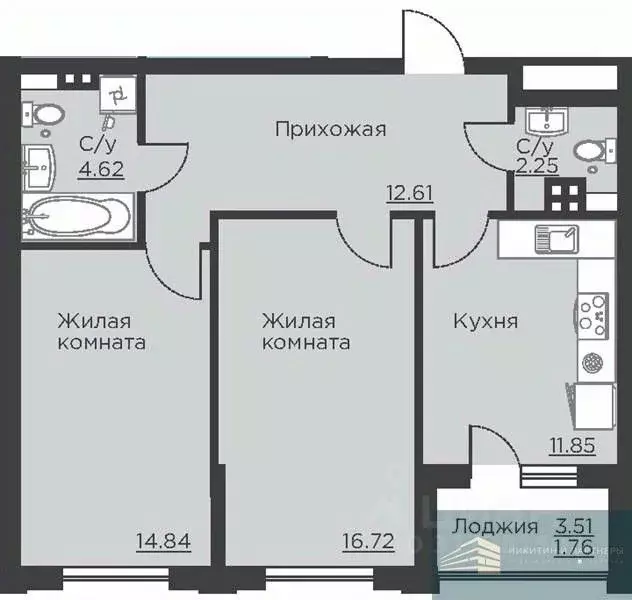 2-к кв. Воронежская область, Воронеж ул. Ломоносова, 116Б (64.6 м) - Фото 0