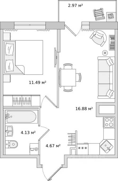 1-к кв. Ленинградская область, Всеволожский район, Свердловское ... - Фото 1