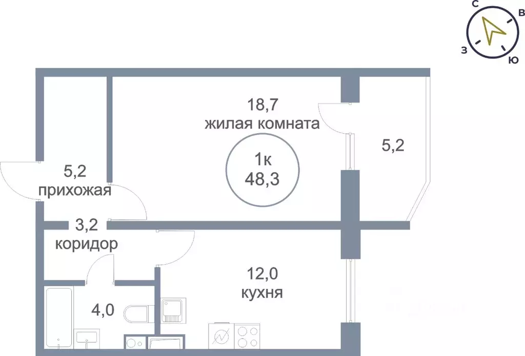 1-к кв. Ханты-Мансийский АО, Нефтеюганск 5-й мкр, 39 (48.3 м) - Фото 0