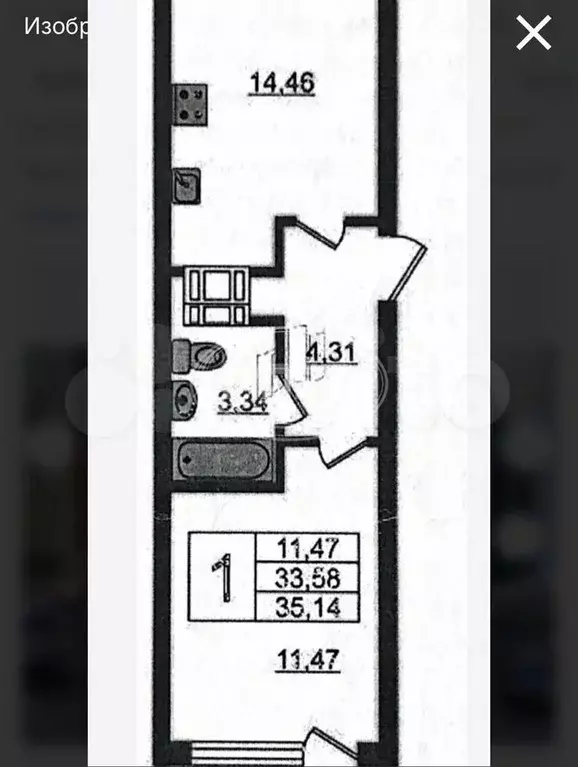 1-к. квартира, 30 м, 2/15 эт. - Фото 0