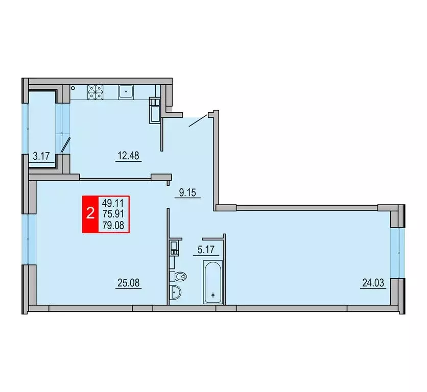 2-комнатная квартира: Тверь, Заволжский район (79.08 м) - Фото 1