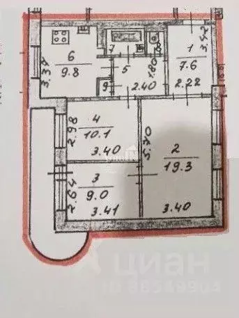 3-к кв. Санкт-Петербург Белградская ул., 8К1 (64.2 м) - Фото 2