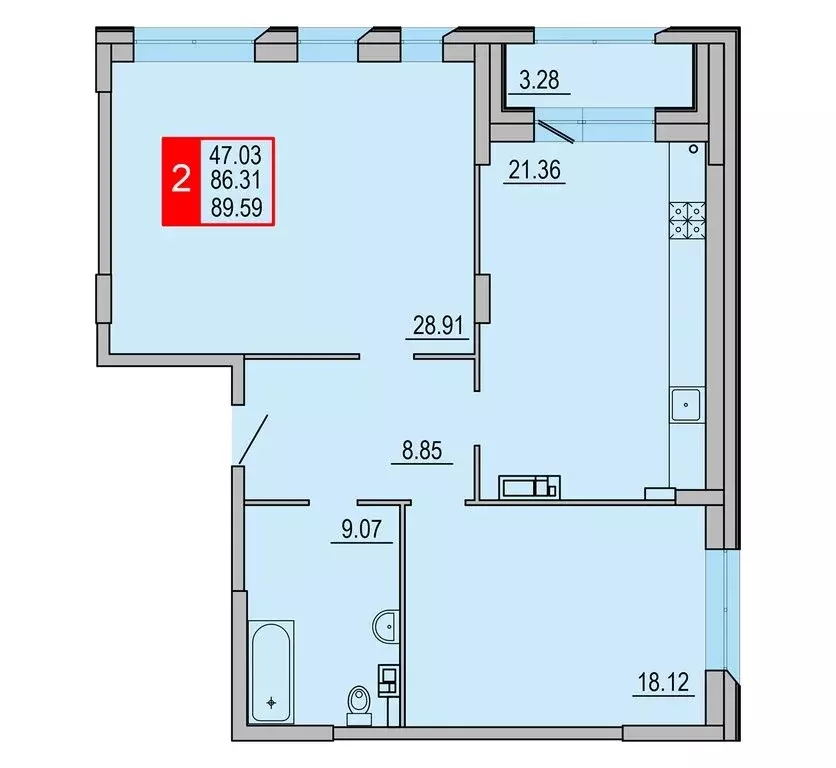 2-комнатная квартира: Тверь, Заволжский район (89.59 м) - Фото 0